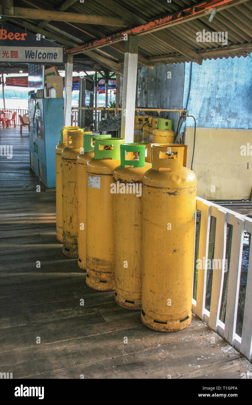 Gas cylinders in a restaurant, Malaysia Stock Photo Alamy
