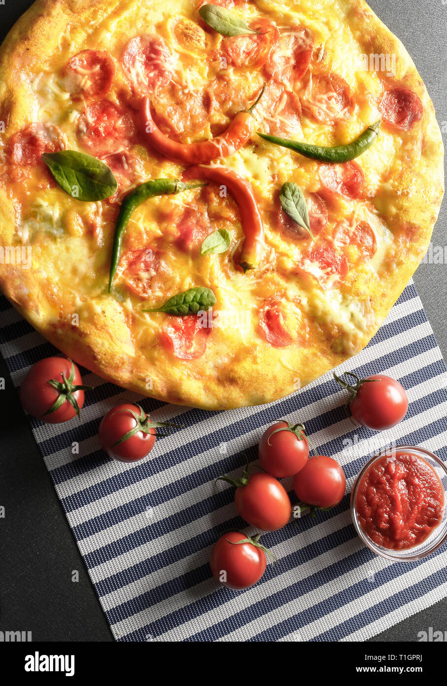 Gourmet food. Spicy Italian Pizza Stock Photo Alamy