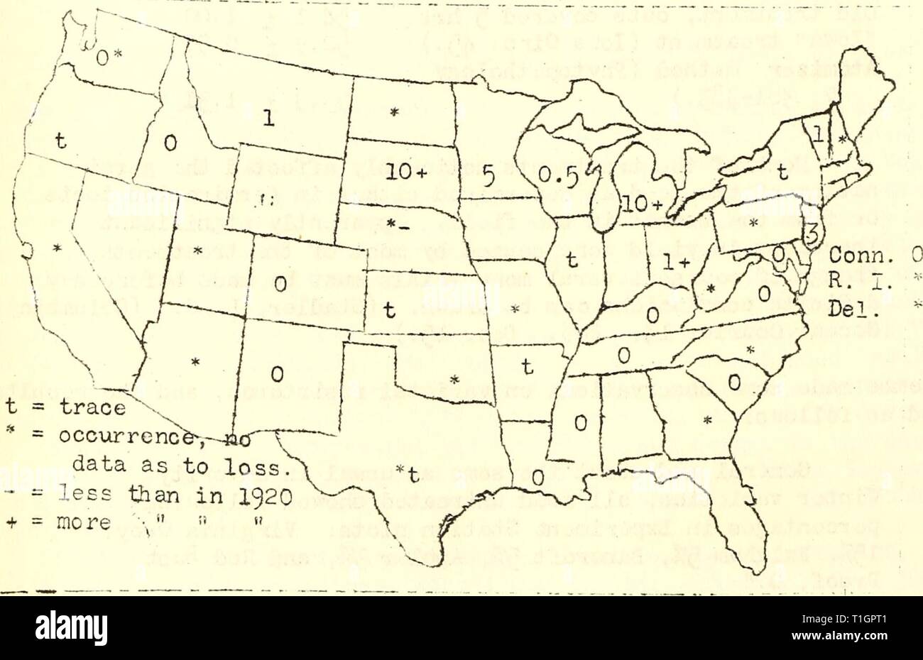 Diseases of cereal and forage Diseases of cereal and forage crops in the United States in 1921  diseasesofcereal21stak Year: 1922  2l8 OATS - Stem rust Stem rust caused by puccinia graminis Pers. Stem rust evidently was not as generally distributed as crown rust, as will be seen by the accompanying map (Fig. 'jG). Neither did the stem rust cause such great reductions in yield. However, it was quite generally present in the more northern oat-?:,romug states. In the extreme South the stem rust seems to be much less important than the crown rust, while in the northern states, stem rust did the gr Stock Photo