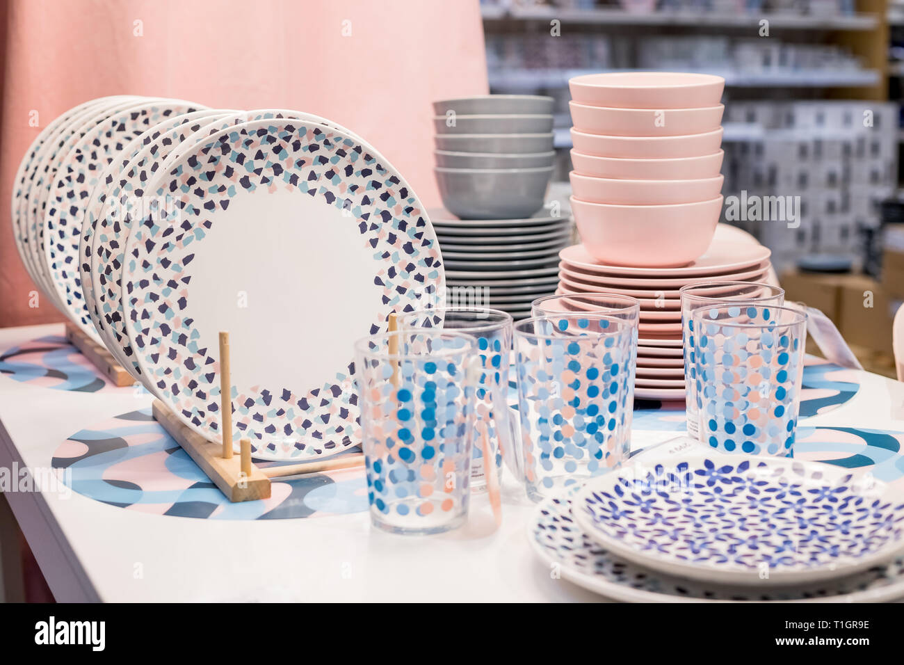 dishes tableware supermarket variety.Department store. Porcelain
