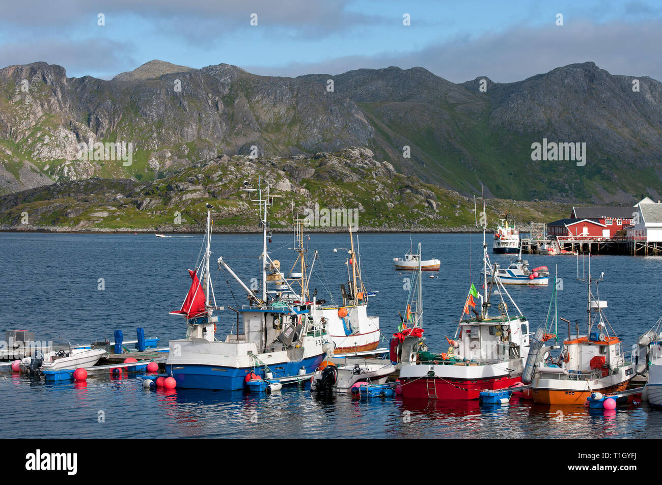 Boats at Gjesvaer, fishing village in County Finnmark, Norway Stock Photo