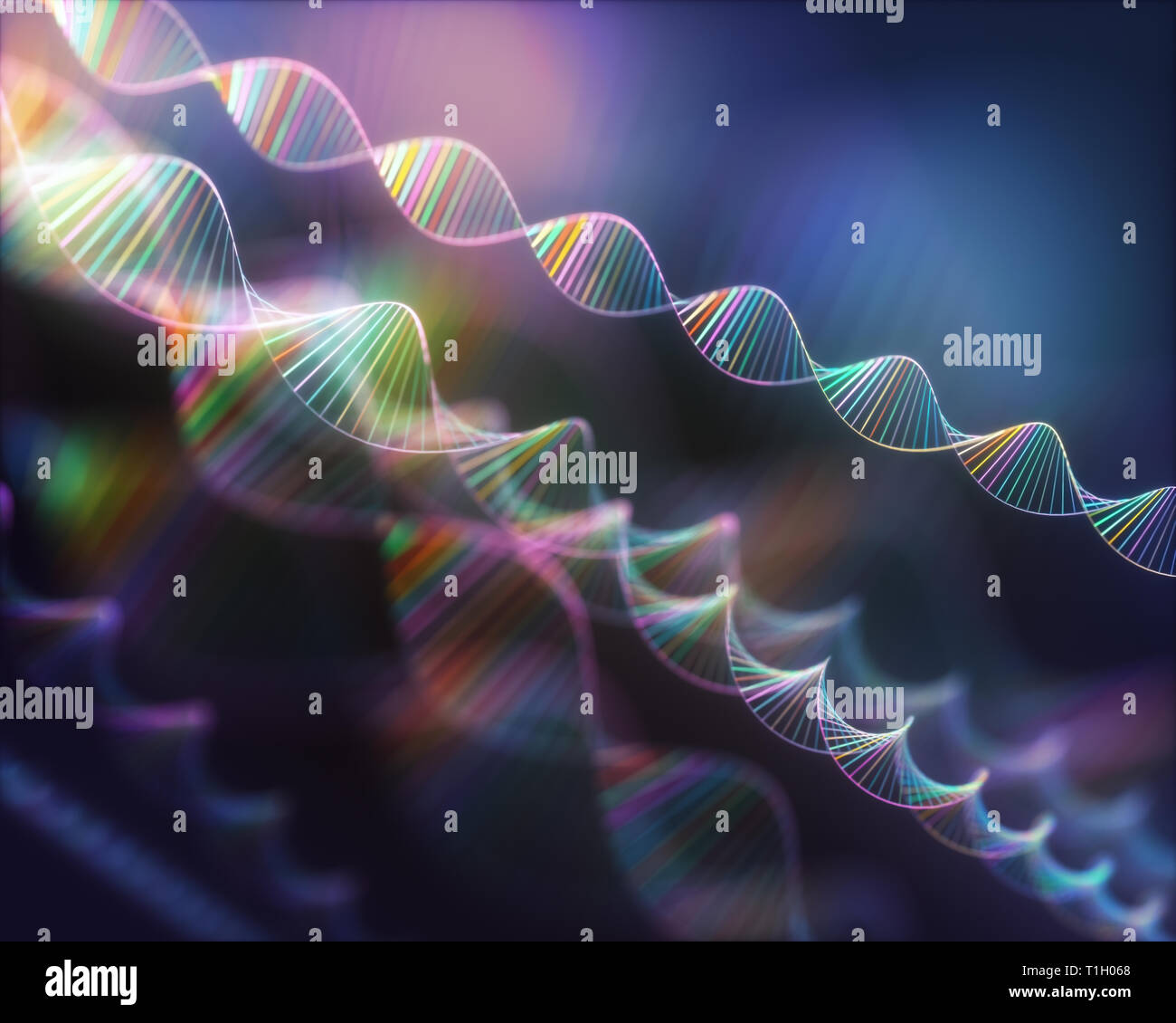Image of genetic codes DNA. Concept image for use as background. Colored 3D illustration. Stock Photo