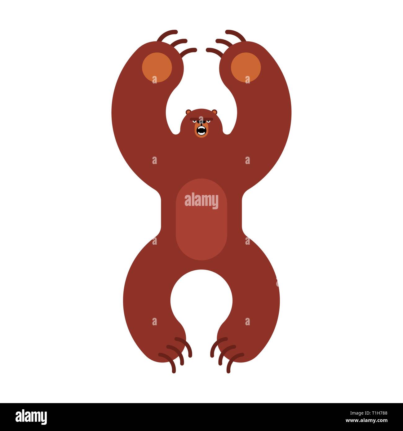 Grizzly bear evil isolated cartoon style. big bear attacks Stock Vector