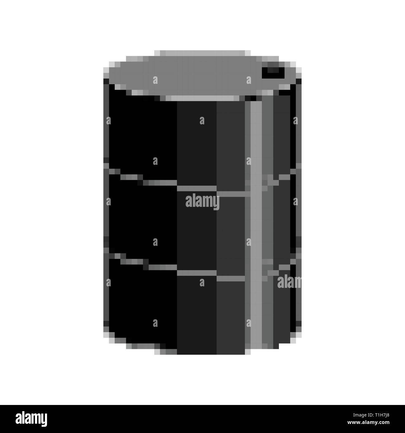 Oil barrel pixel art. 8 bit cask petroleum Stock Vector