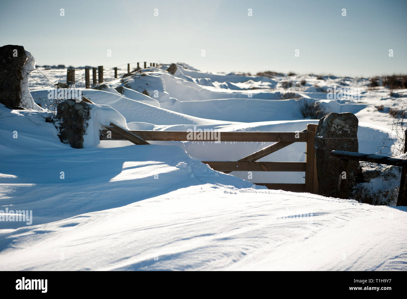 Five bar gate in a rural location buried in deep snow drift Stock Photo ...