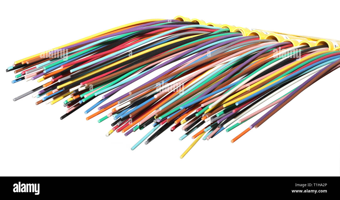 Fiber optical network cable close up Stock Photo