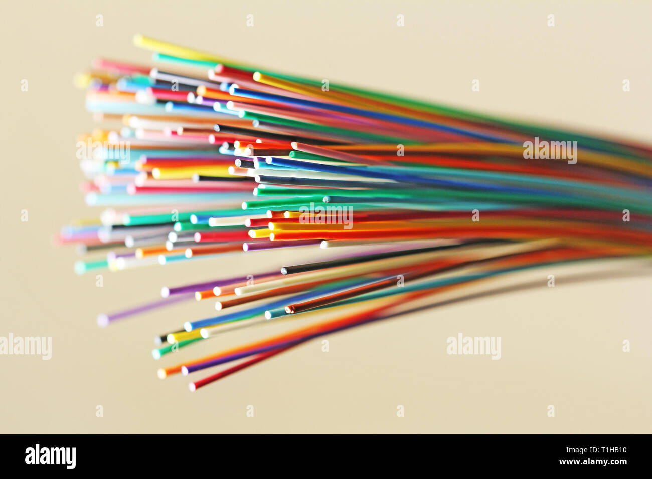 Fiber optical network cable close up Stock Photo