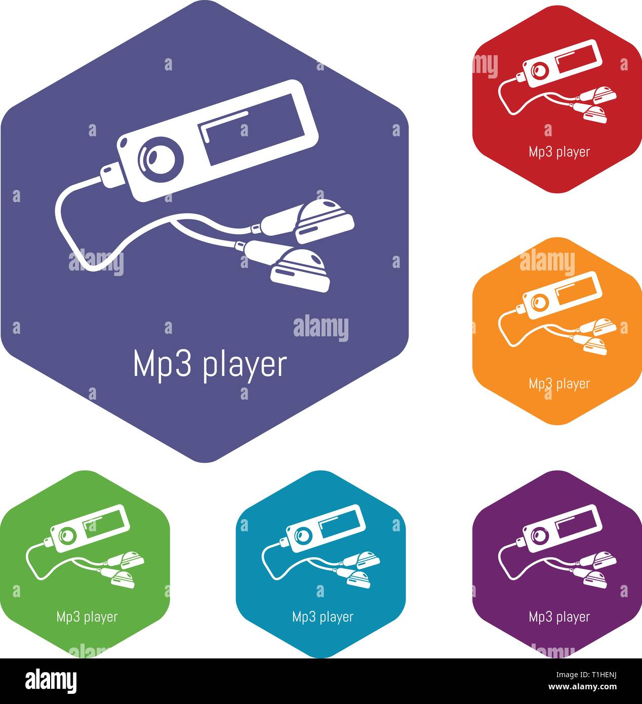 Mp3 player icons vector hexahedron Stock Vector