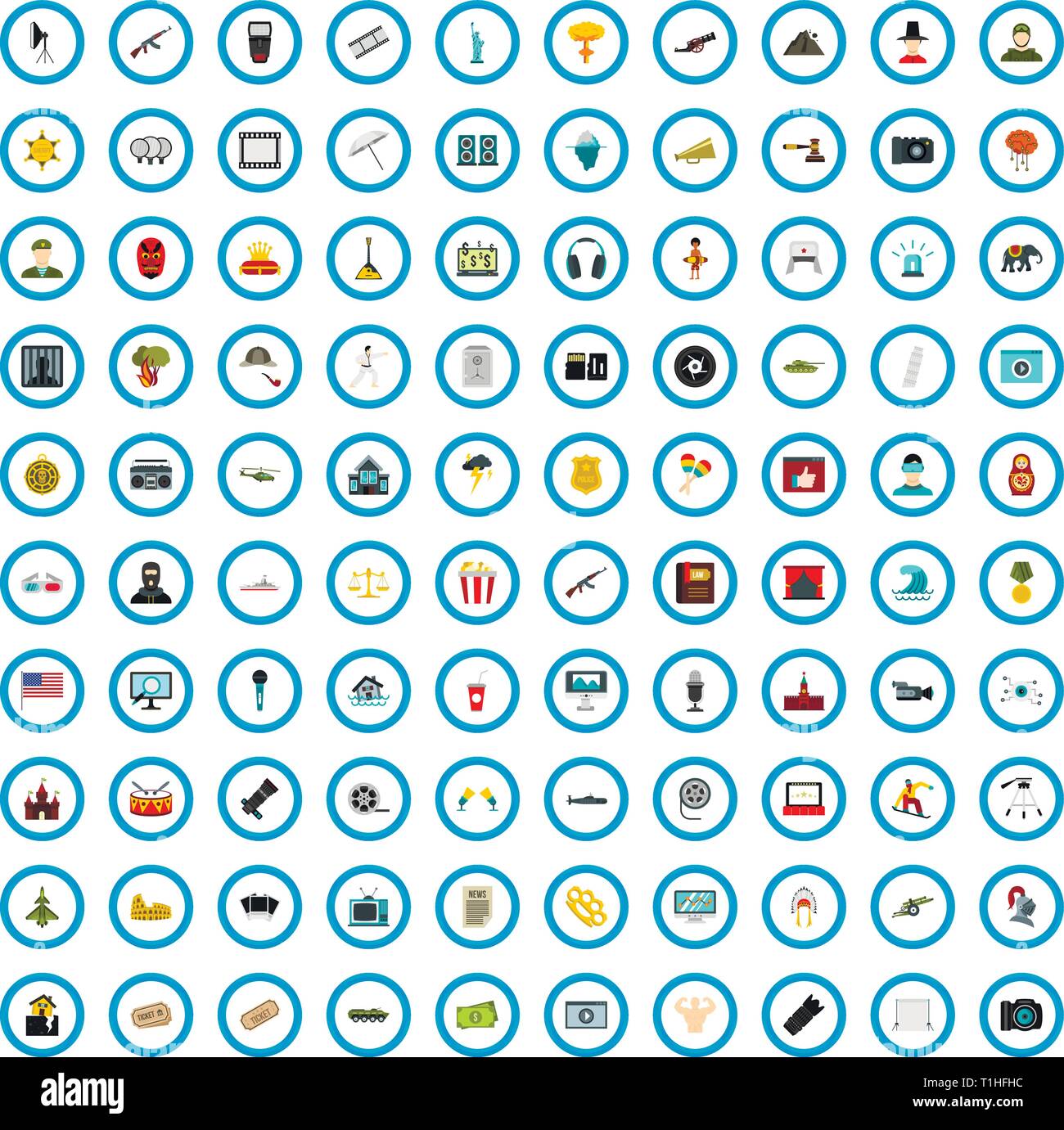 100 movie product icons set, flat style Stock Vector Image & Art - Alamy