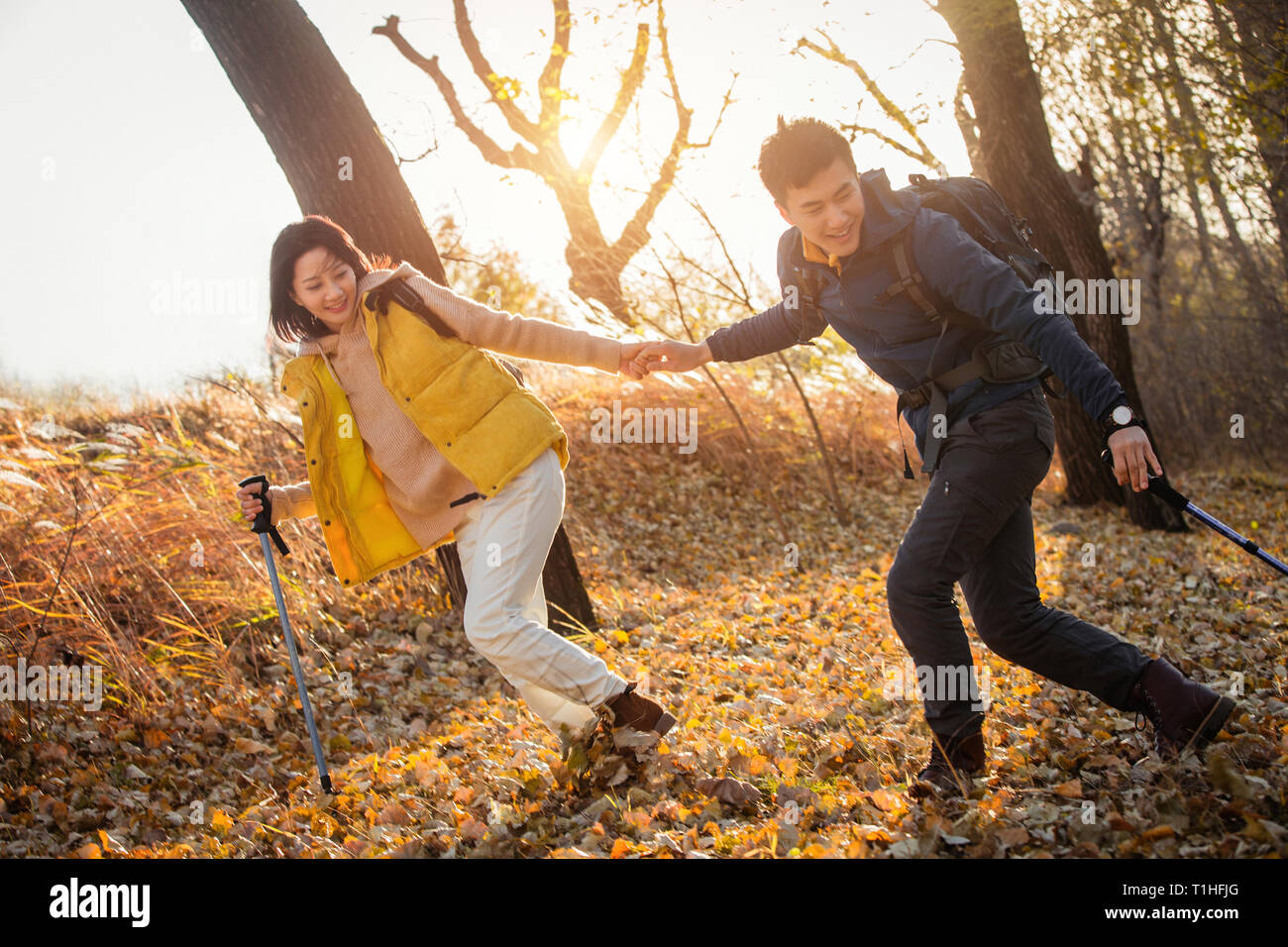 Two men hiking climbing hi-res stock photography and images - Alamy