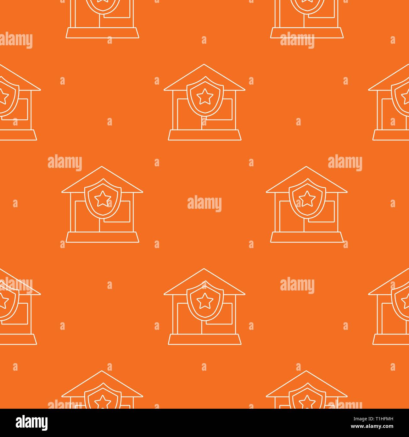 House protection pattern vector orange Stock Vector
