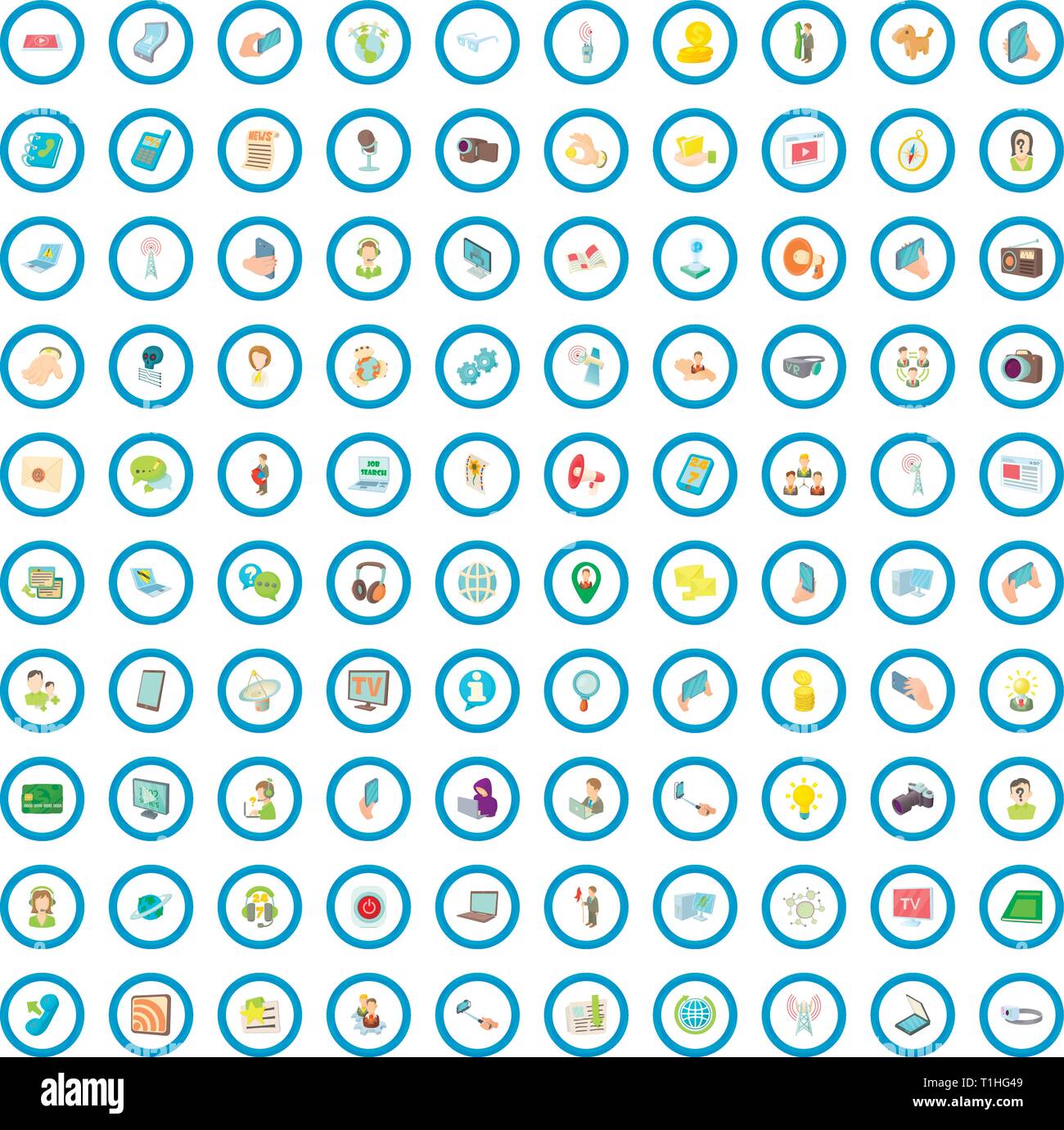 100 multimedia icons set, cartoon style Stock Vector Image & Art - Alamy