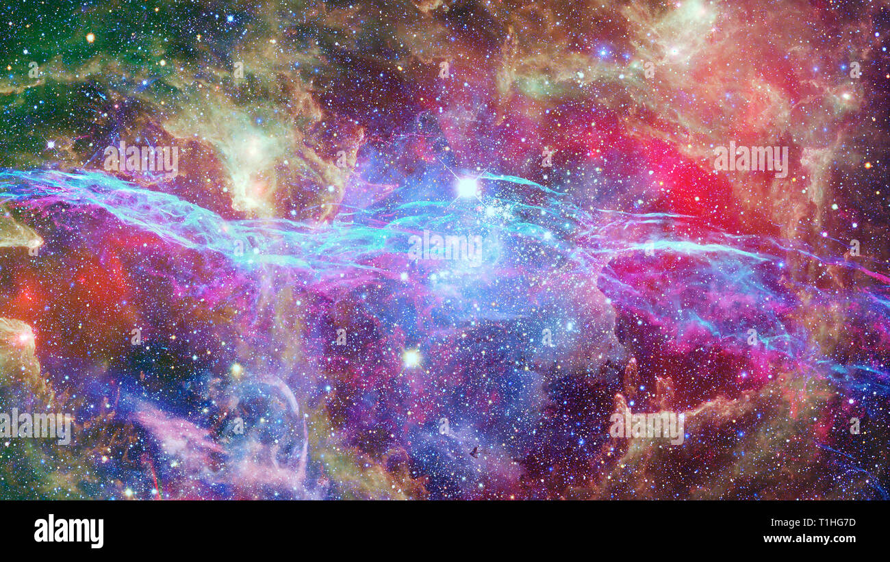 Colored nebula and open cluster of stars in the universe. Elements of this image furnished by NASA. Stock Photo