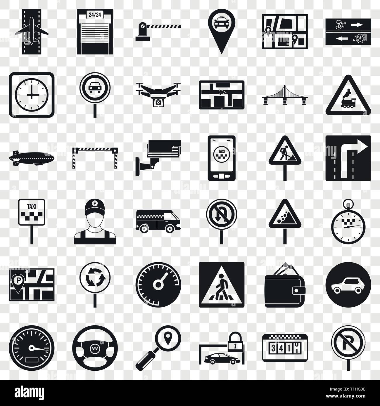 Hard traffic icons set, simple style Stock Vector Image & Art - Alamy