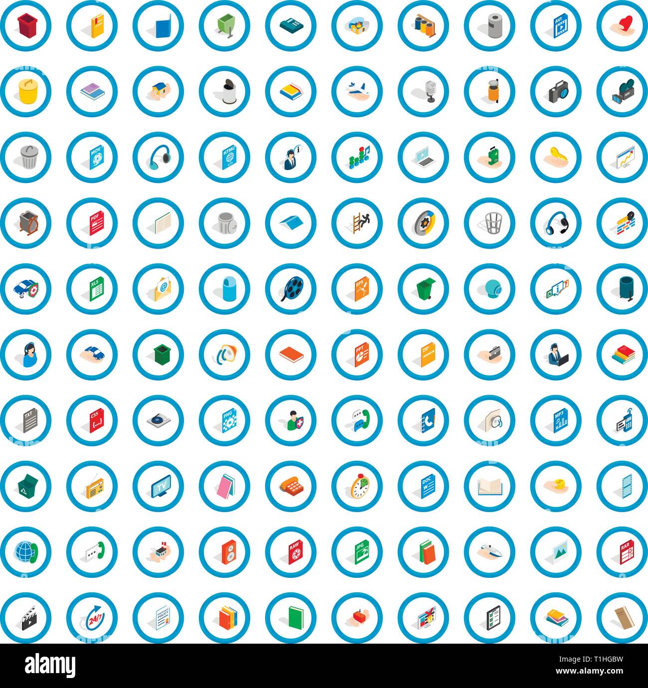 100 multimedia icons set, isometric 3d style Stock Vector Image & Art ...
