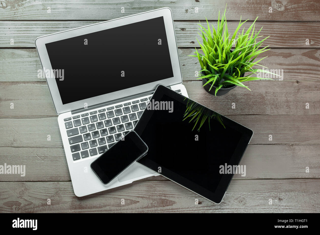 Work space top view Stock Photo - Alamy