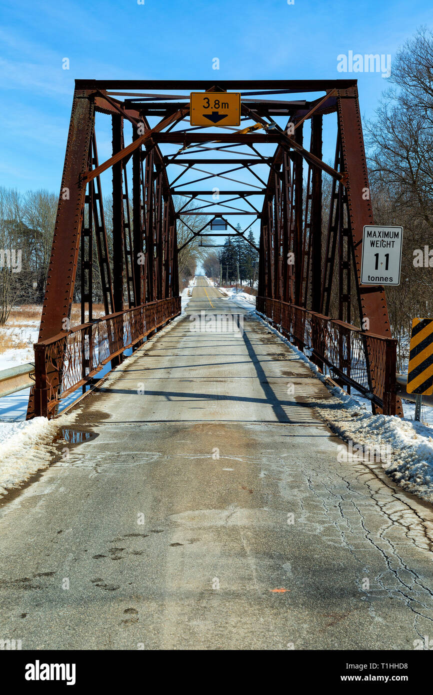 Iron Bridge over river Ontario Canada Stock Photo Alamy