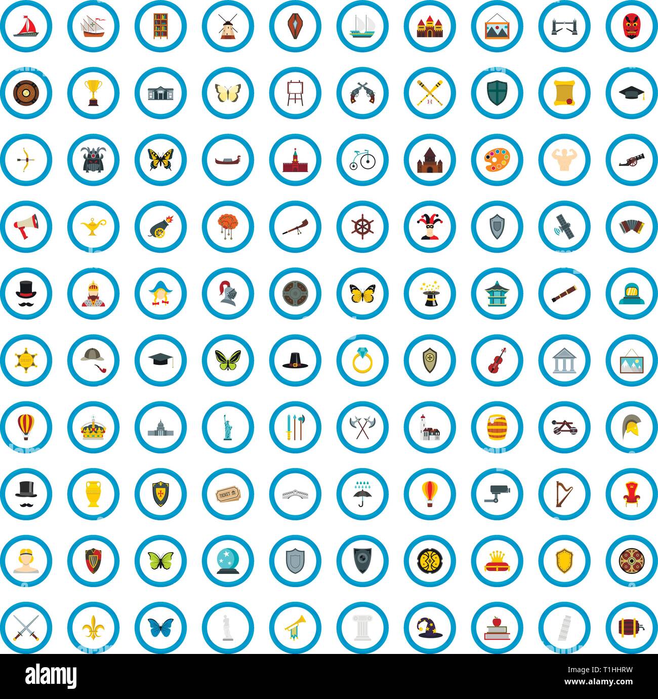 100 museum center icons set, flat style Stock Vector Image & Art - Alamy