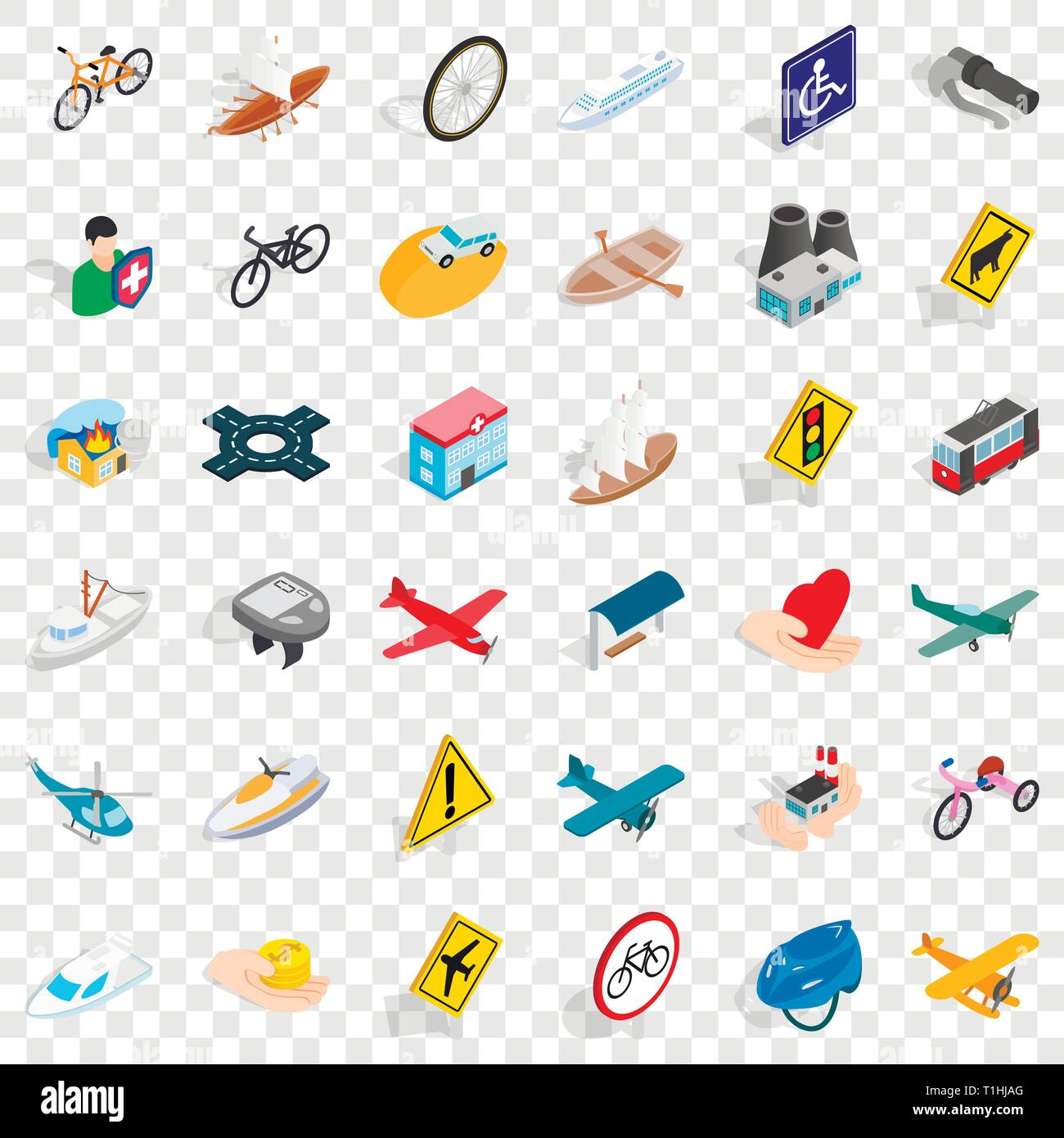 Crossroad icons set, isometric style Stock Vector