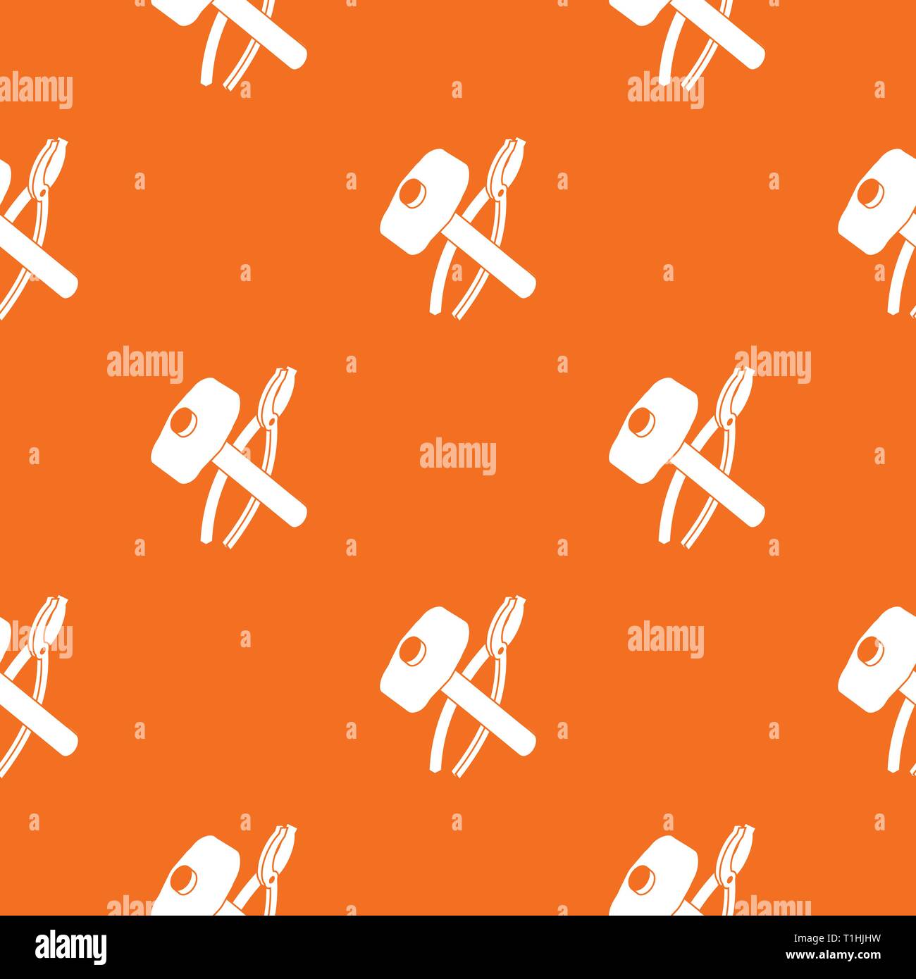 Hammer clamping mites pattern vector orange Stock Vector