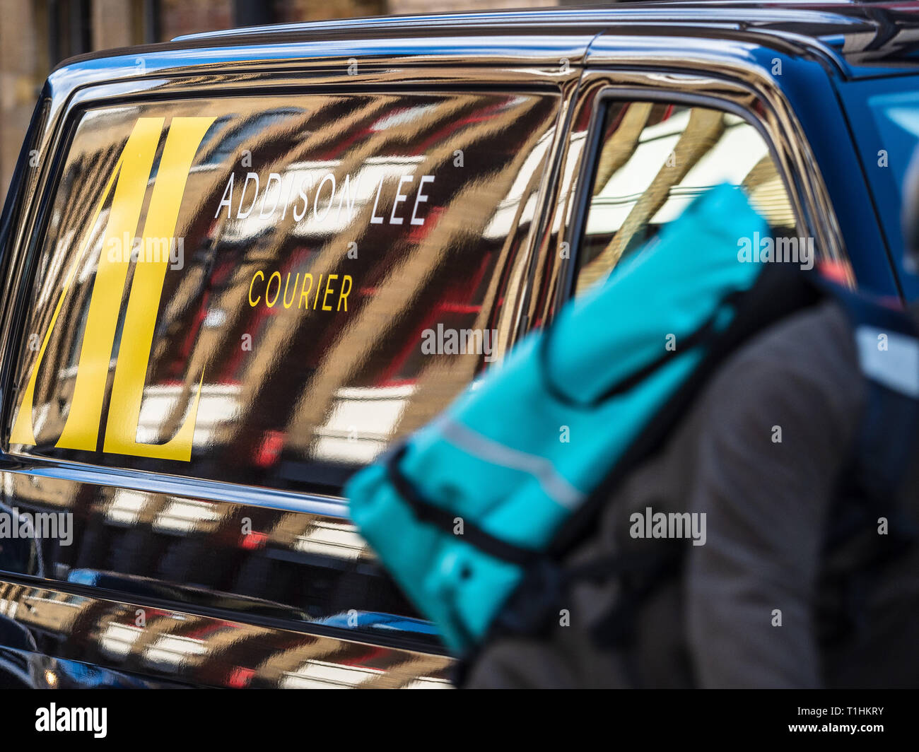 Addison Lee Courier Van in Central London Stock Photo