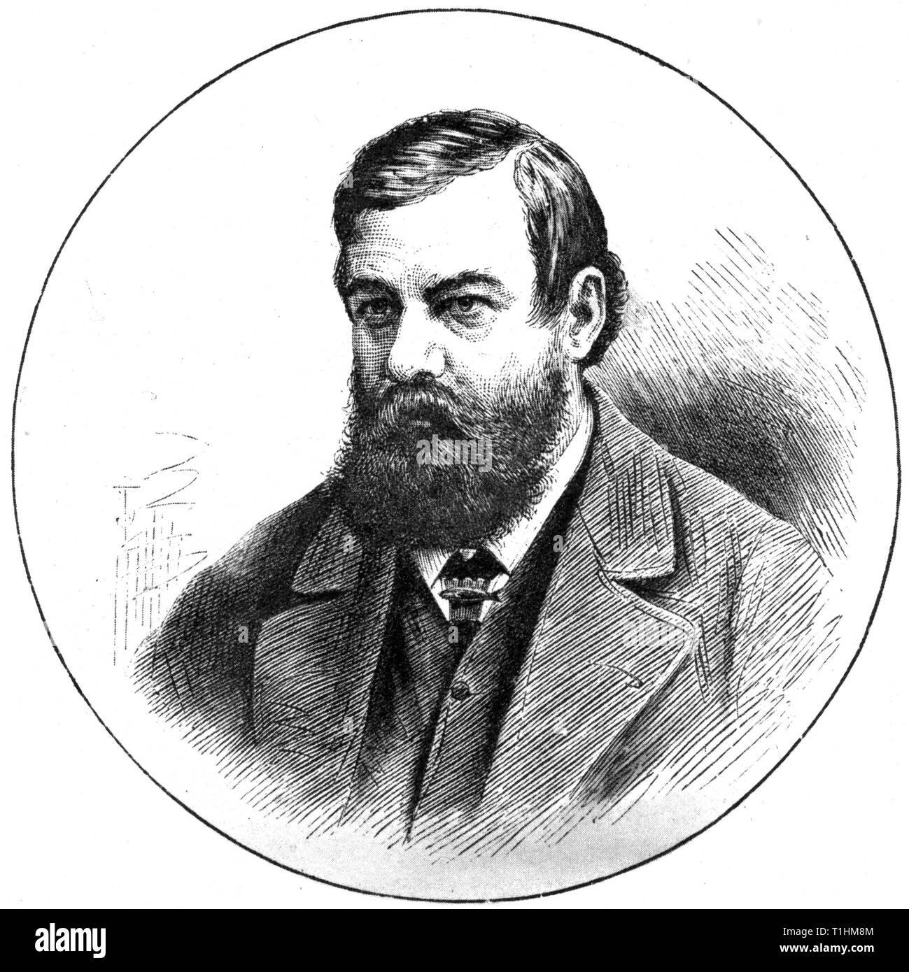 Frank Buckland (1826-1880). Engraving from the 'Illustrated London News', 1881. Francis Trevelyan Buckland (1826-1880), English surgeon, zoologist and natural historian. Stock Photo