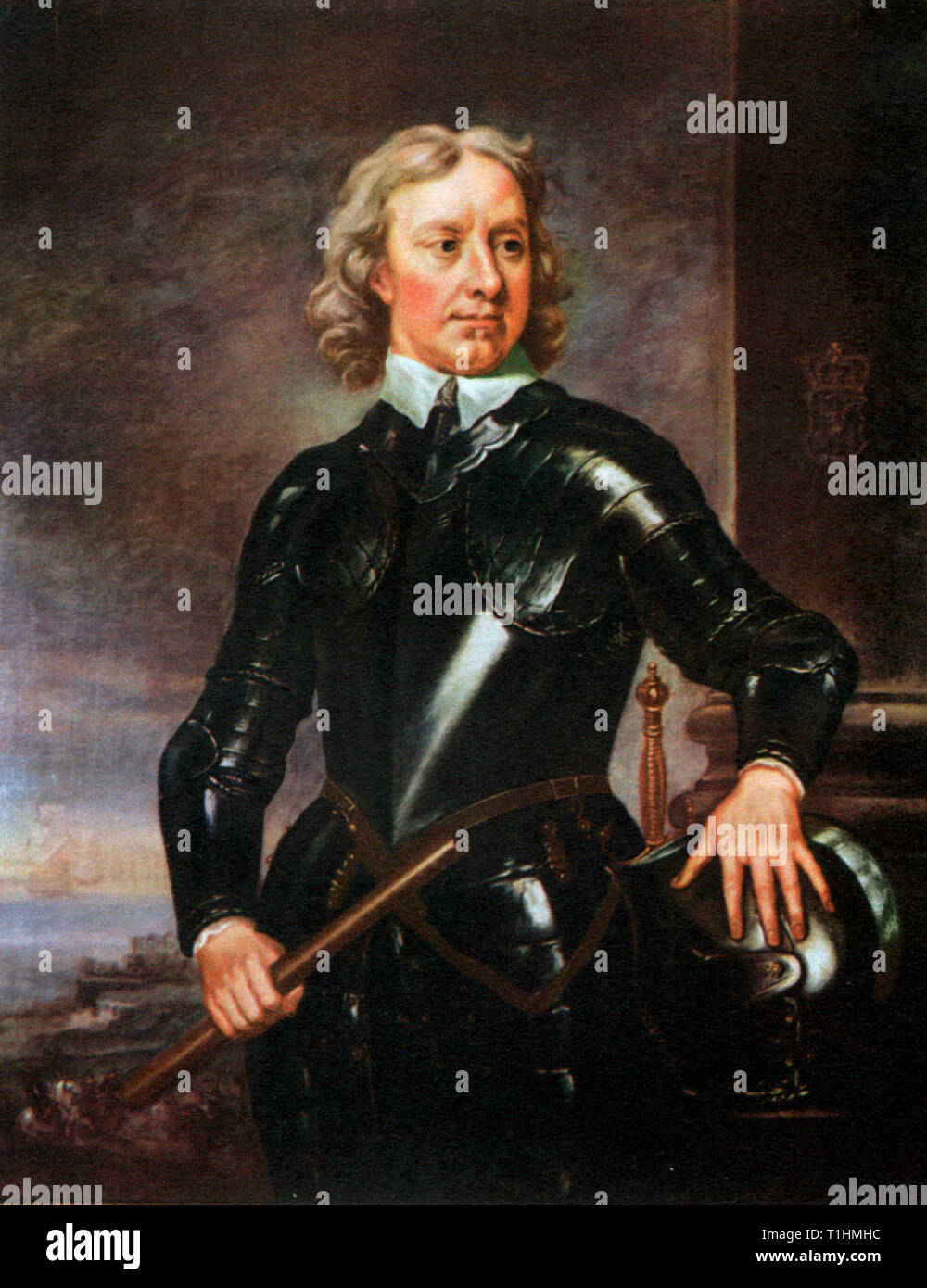 Oliver Cromwell (1599-1698). After Samuel Cooper (1609-1672). Oliver Cromwell, English military and political leader and later Lord Protector of the Commonwealth of England, Scotland and Ireland. Cromwell was a central figure in the English Civil War leading the Parliamentarians otherwise known as the 'Roudheads'. Stock Photo