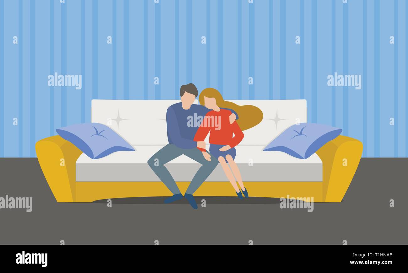 Family couple on sofa concept banner, flat style Stock Vector Image & Art -  Alamy