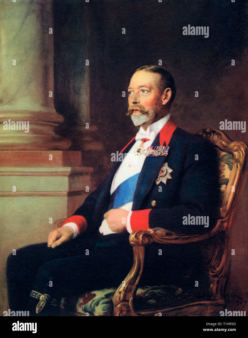 King George V, in Windsor Uniform, 1926. By Arthur Stockdale Cope (1857-1940). George V (George Frederick Ernest Albert) (1865-1936), King of the United Kingdom, British Dominions and Emperor of India, from 6th May 1910 through the First World War until his death. Stock Photo