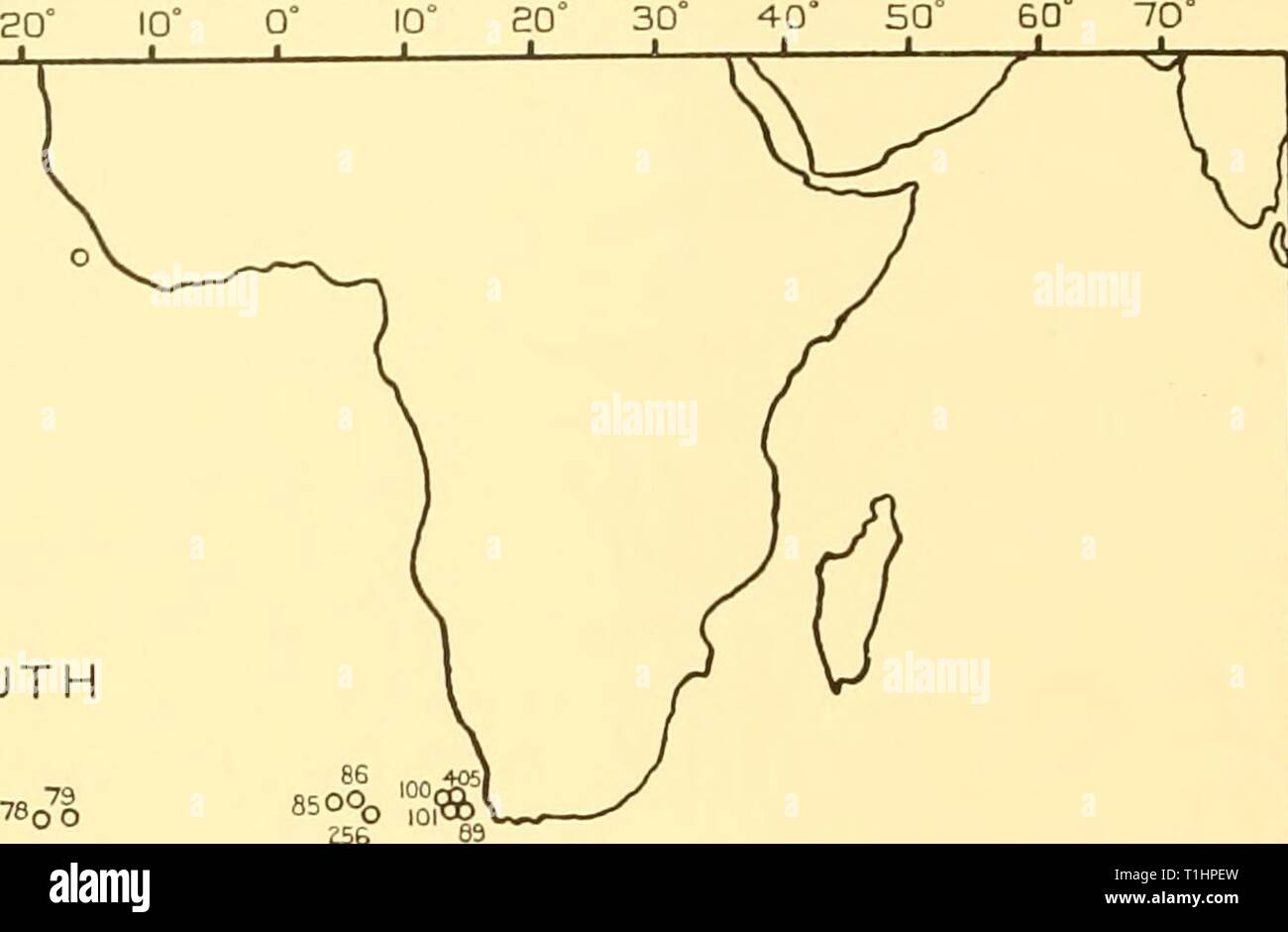 Discovery reports (1934) Discovery reports  discoveryreports09inst Year: 1934  50UTH 760o 72 o ATLANTIC 039S ''*1 â 1â 50 40 30 âFT 20    85000 Â«& OCEAN 10 10Â° â E0Â° â|â 30 âI 1- 40 50 60Â° 7QÂ° -10 -10 20 â 30 -40 -50 Fig. 66. Station positions at which pelagic Nemerteans were captured. i and 4 p.m.; another, at which only one specimen was captured, of 750-1000 m. be- tween 10 and 11 a.m.; and a third of 1500-1600 m. between noon and 3.30 p.m. LIST OF LITERATURE Baylis, H. A., 1915. Nemertinea. British Antarctic ('Terra Nova') Exped. 1910. Zool. 11, pp. 113-34, 2 pis., 4 figs. IqI6. Some  Stock Photo