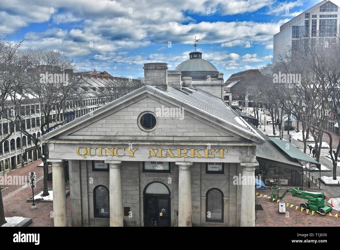 Quincy Market as seen from Faneuil Hall, downtown Boston, Massachusetts