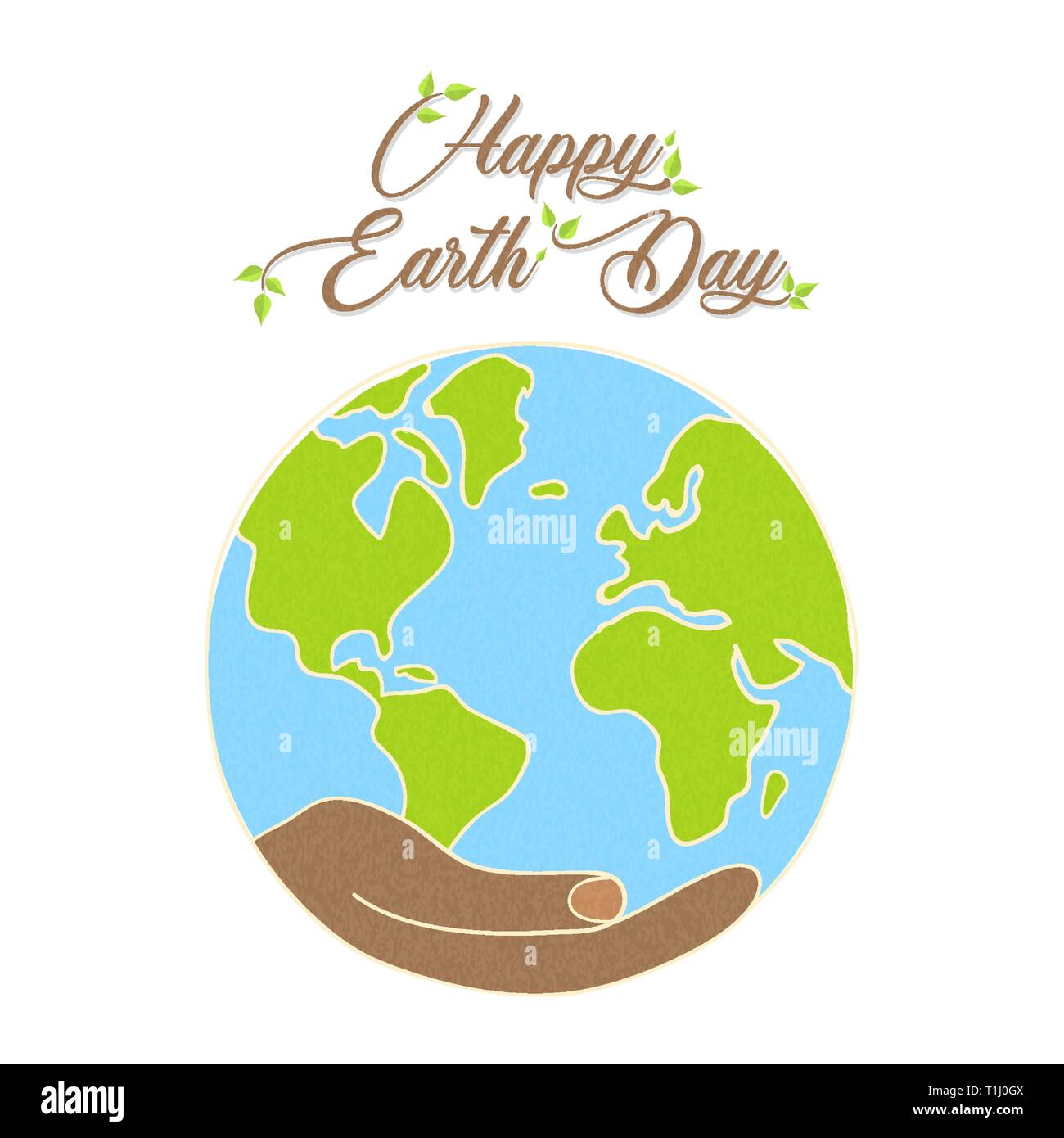 International Earth Day illustration. Human hand holding planet for nature care and social environment awareness. Stock Vector