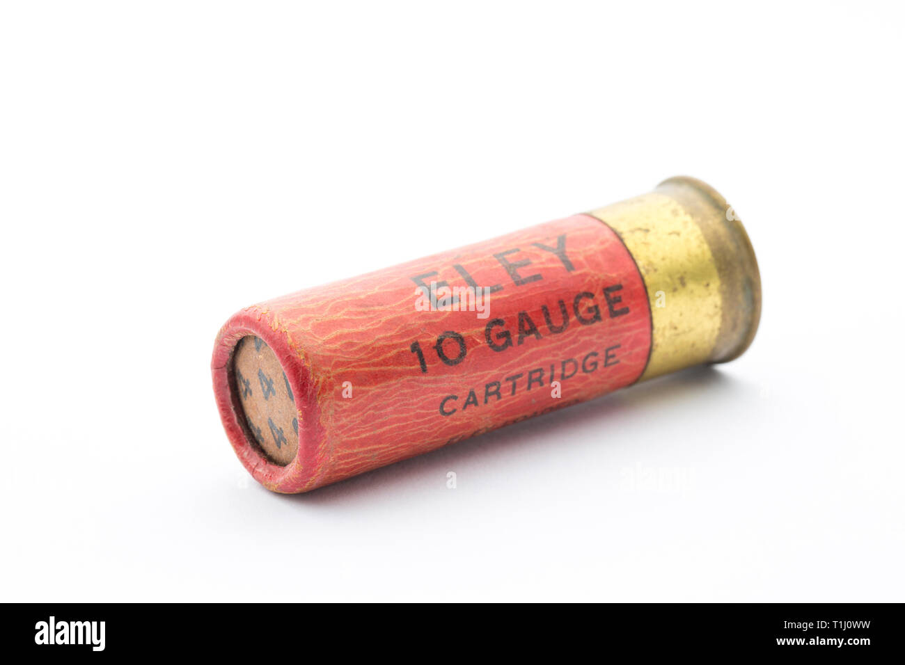 An old Eley 10 gauge, or bore, paper case shotgun cartridge