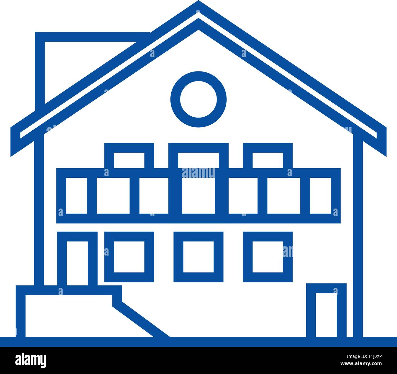 Chalet line icon concept. Chalet flat vector symbol, sign, outline ...