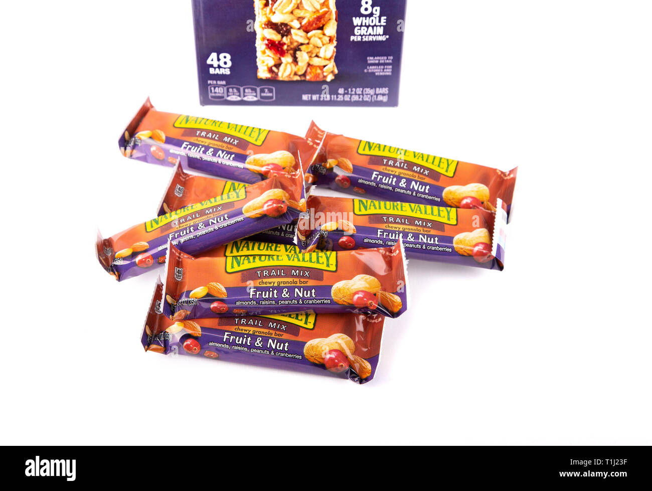 Nature Valley Fruit and Nut Bars on White on White with package in