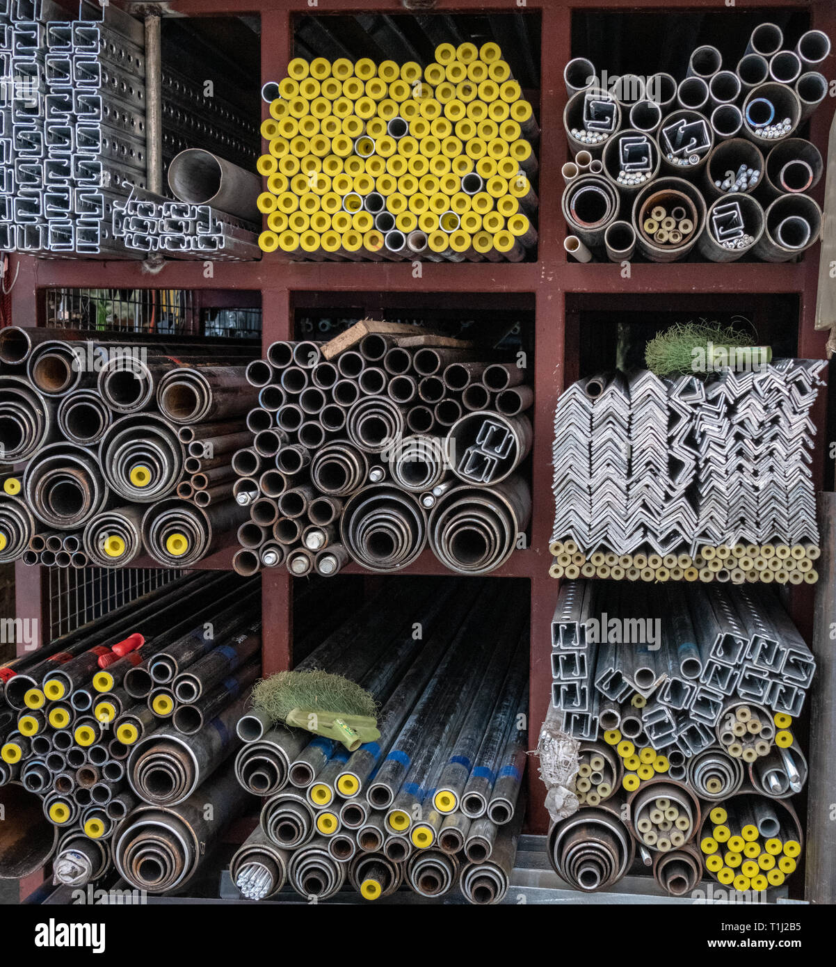 Metal Pipe and Bar on Shelves Stock Photo Alamy