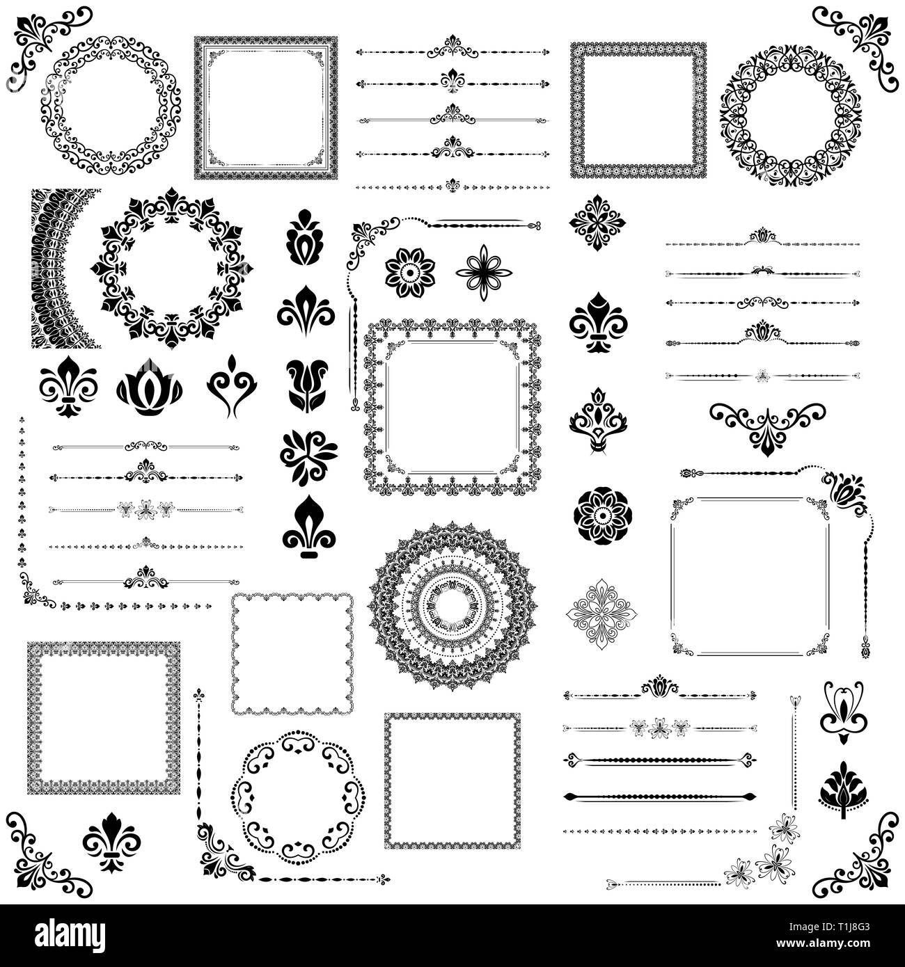 Vintage Set of Horizontal, Square and Round Elements Stock Photo - Alamy