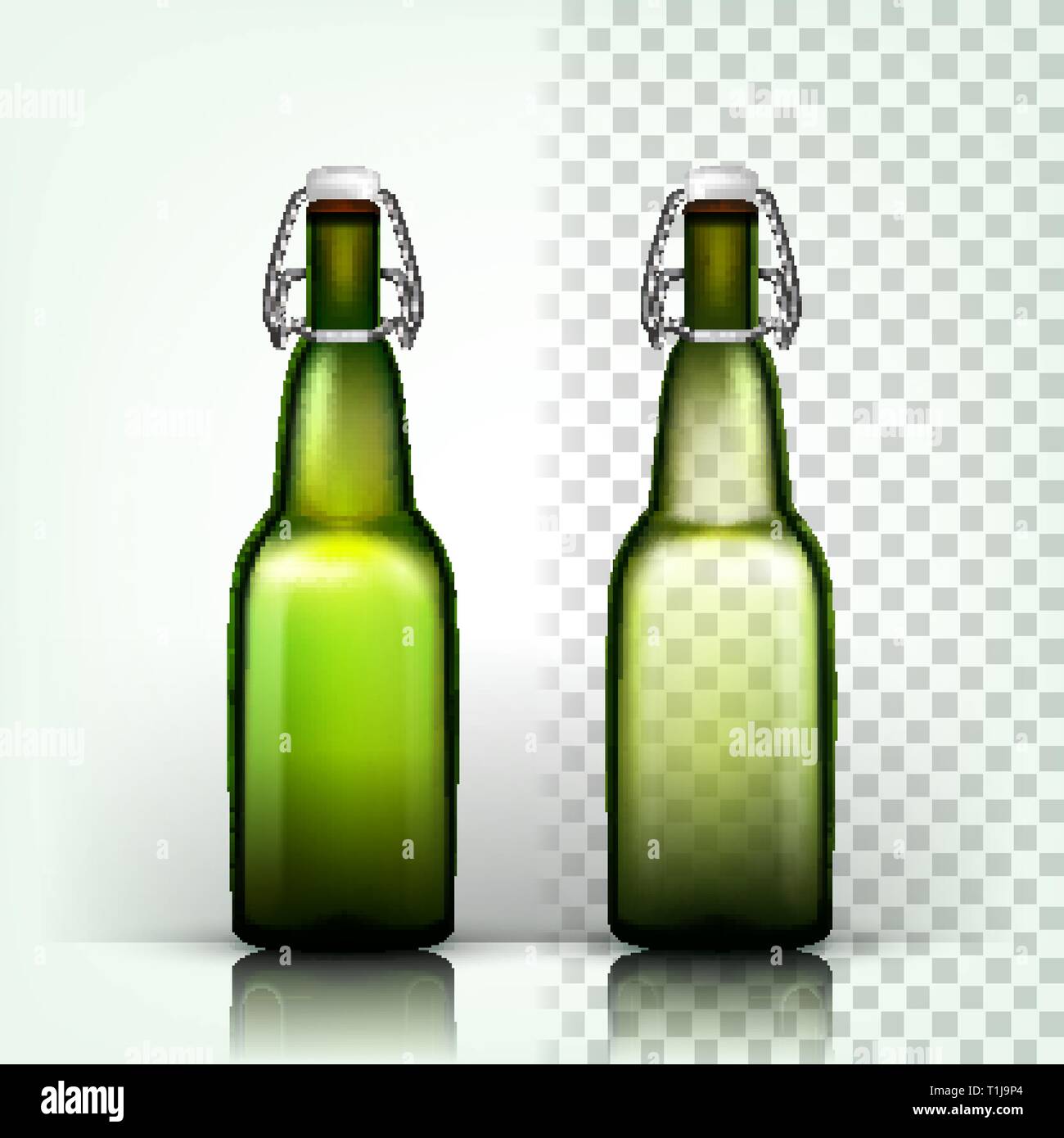 Download Beer Bottle Vector Empty Glass For Craft Beer Mockup Blank Template Green 3d Transparent Isolated Realistic Illustration Stock Vector Image Art Alamy