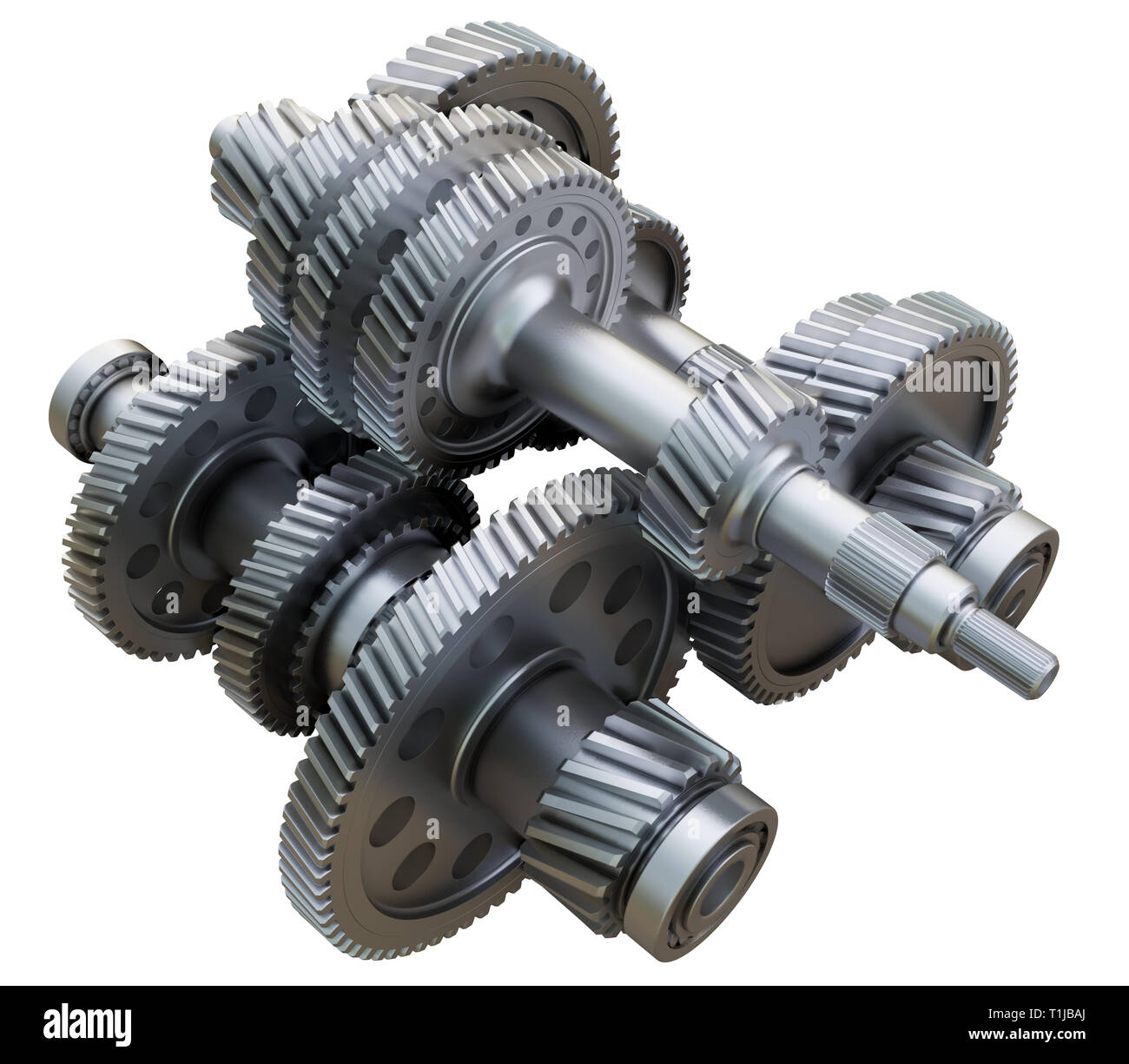 Gearbox concept. Metal gears, shafts and bearings Stock Photo Alamy