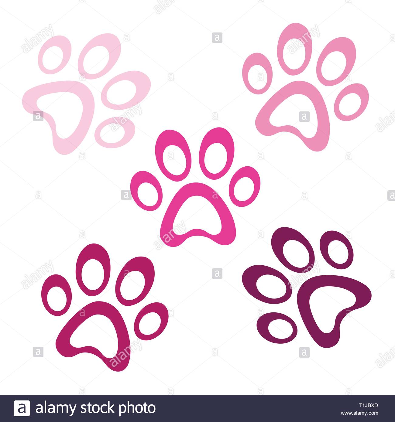 Pink Paw Prints Icon On White Background Paws Logo Icon Animal