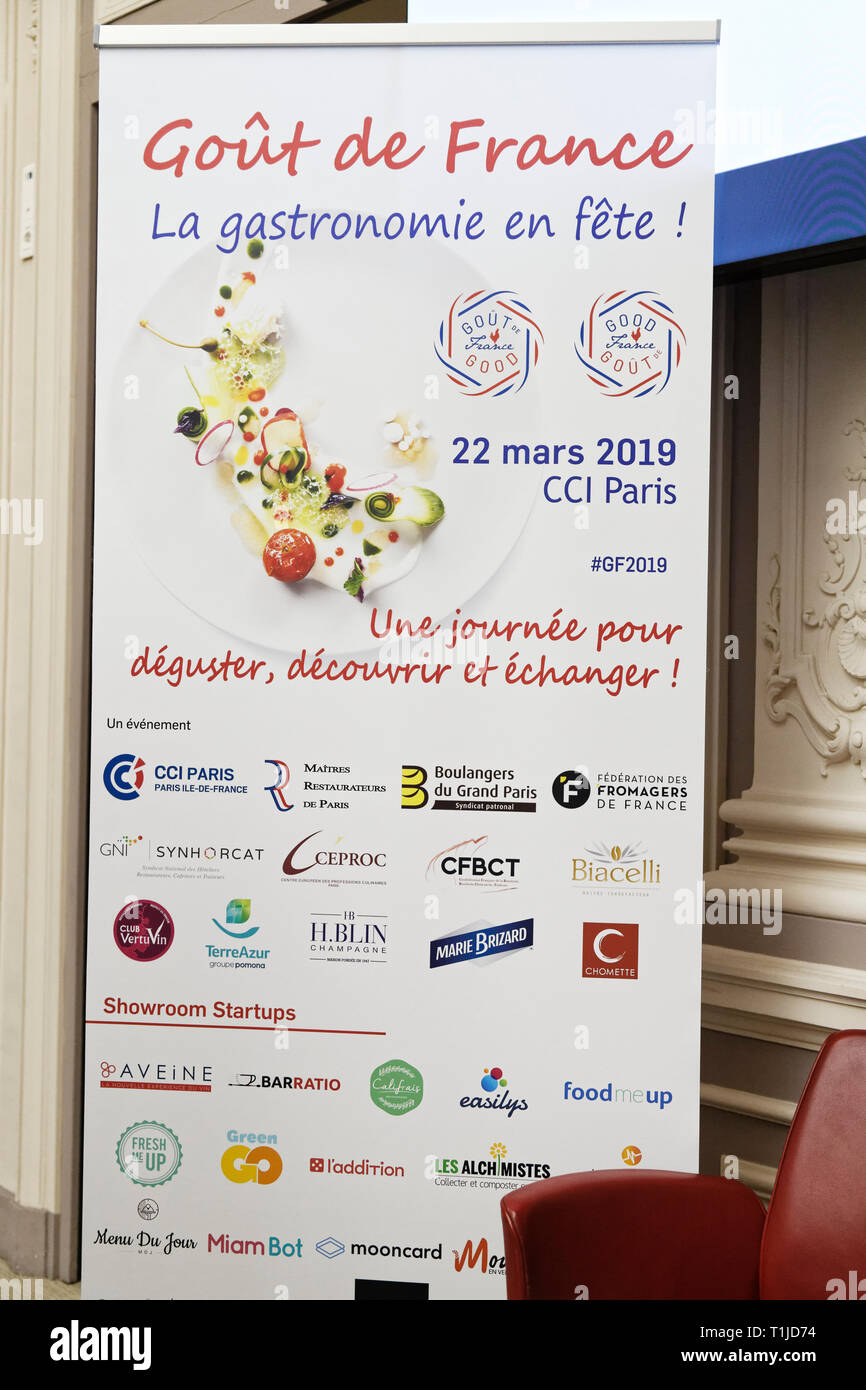 The Taste of France, Gastronomy in Paris, at the Chamber of Commerce and Industry of Paris (CCI) on March 22, 2019, Paris, France Stock Photo