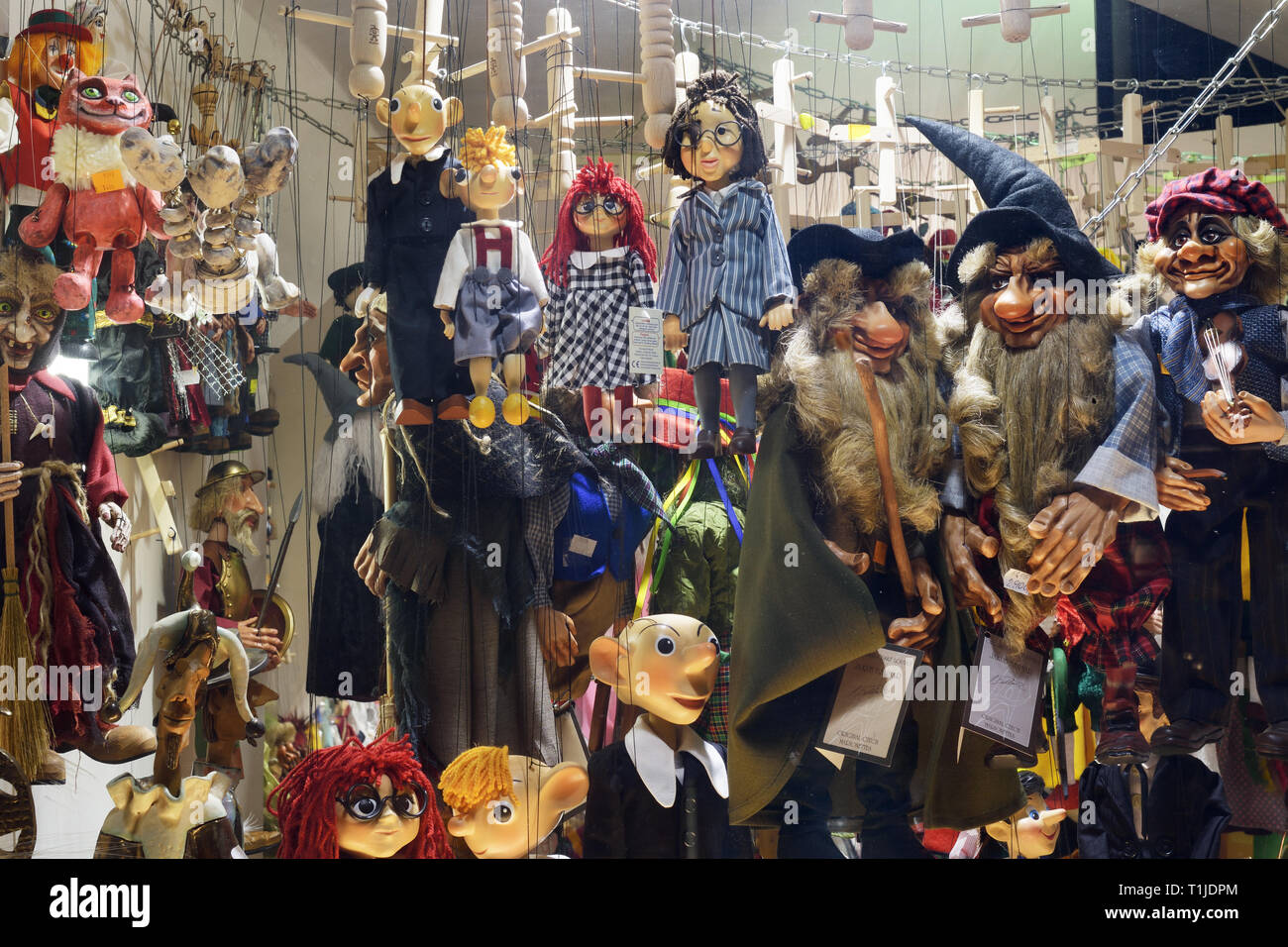 Puppets in the window of a shop in Prague Stock Photo: 241965772 ...