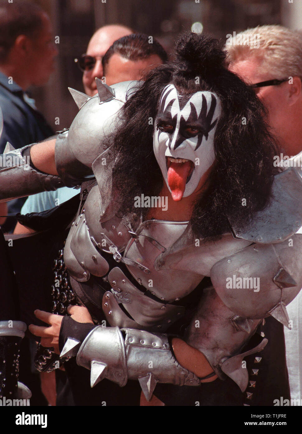 LOS ANGELES, CA - August 11, 1999: GENE SIMMONS, singer & bass player with rock group KISS, on Hollywood Blvd where the group were honoured with the 2,142nd star on the Hollywood Walk of Fame. © Paul Smith / Featureflash Stock Photo