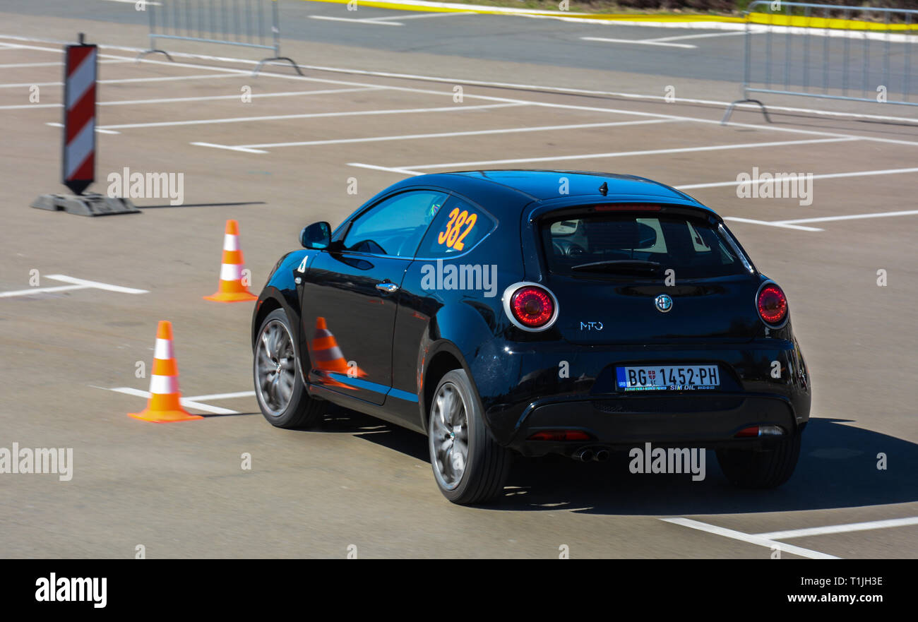 Sajmski autoslalom 2019 - Alfa Romeo Mito Stock Photo