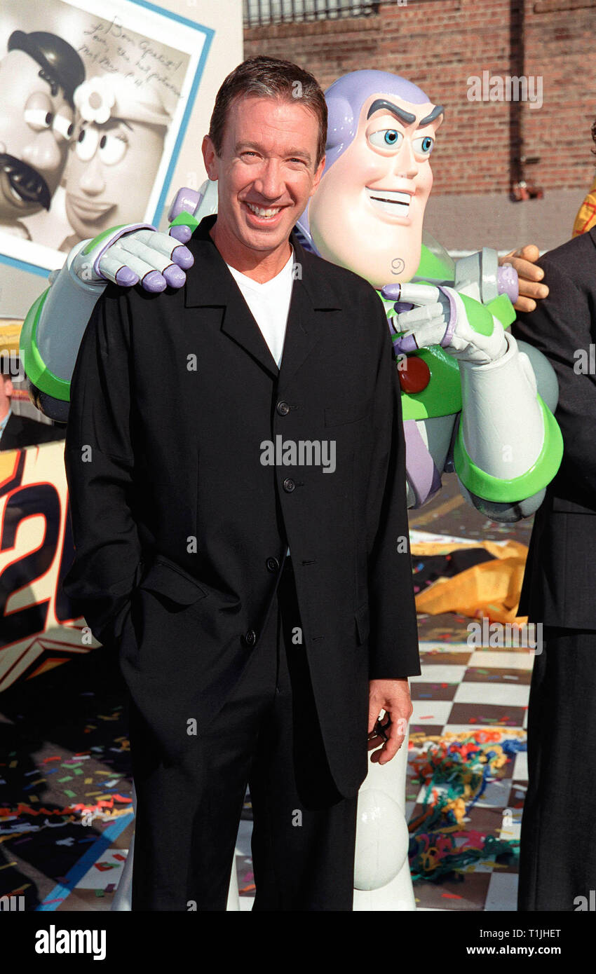 LOS ANGELES, CA. October 1999: Tim Allen with "Buzz Lightyear" the character whose voice he portrays in the films "Toy and "Toy 2", which opens next month, at
