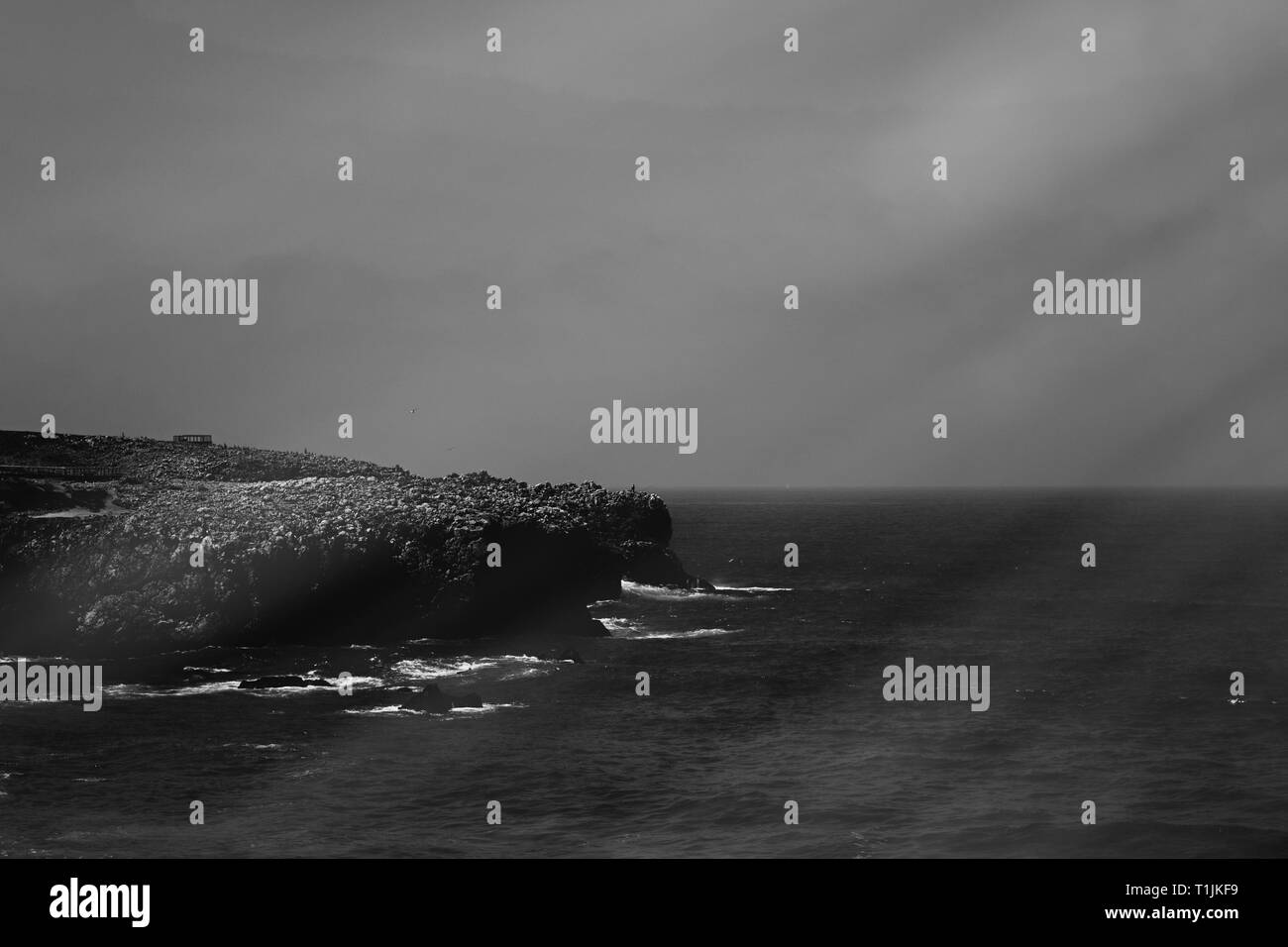 Coastal art print, monochrome and seascape concept Atlantic ocean