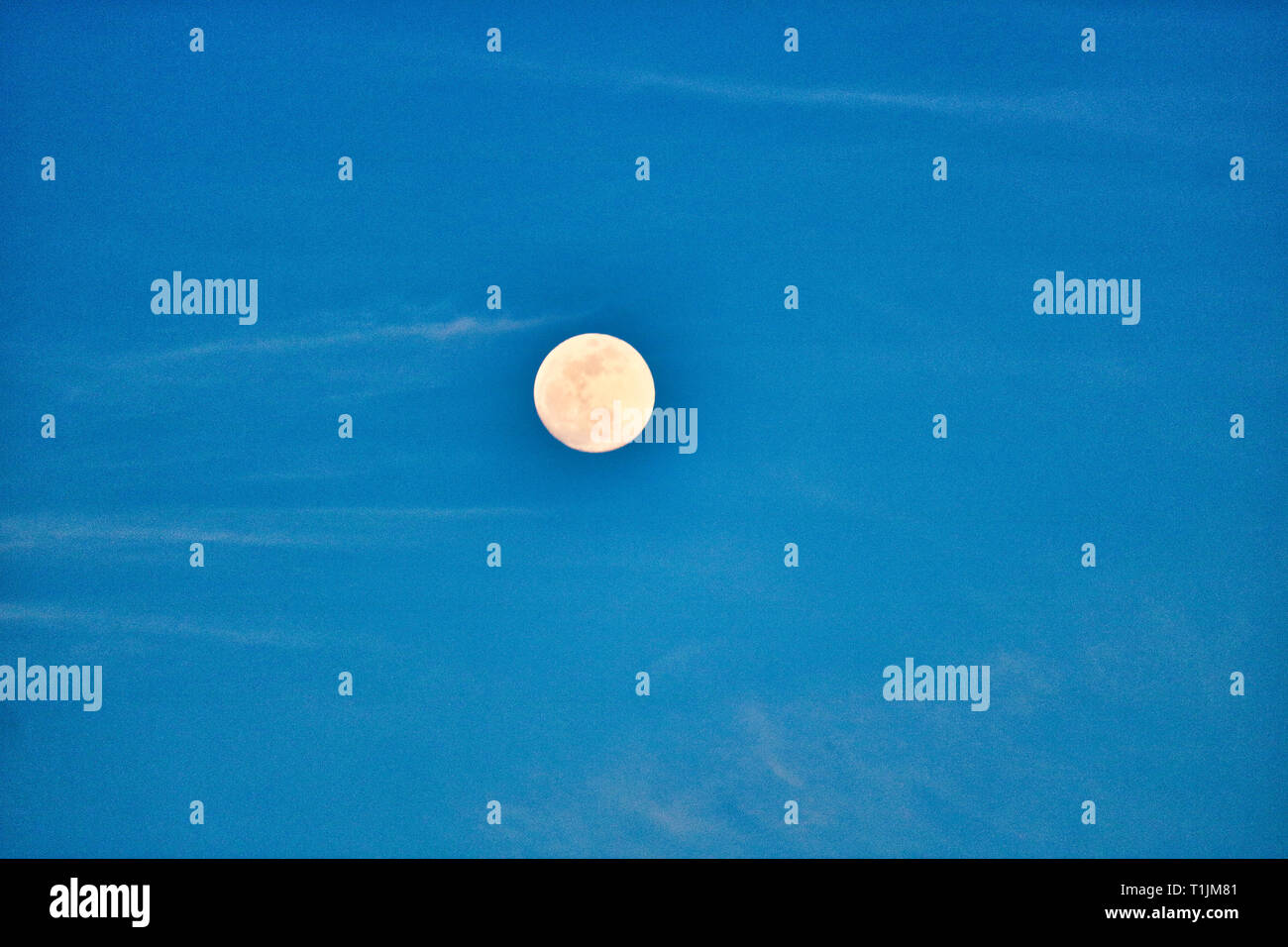 this unique image shows a brightly glowing full moon at night and clear ...