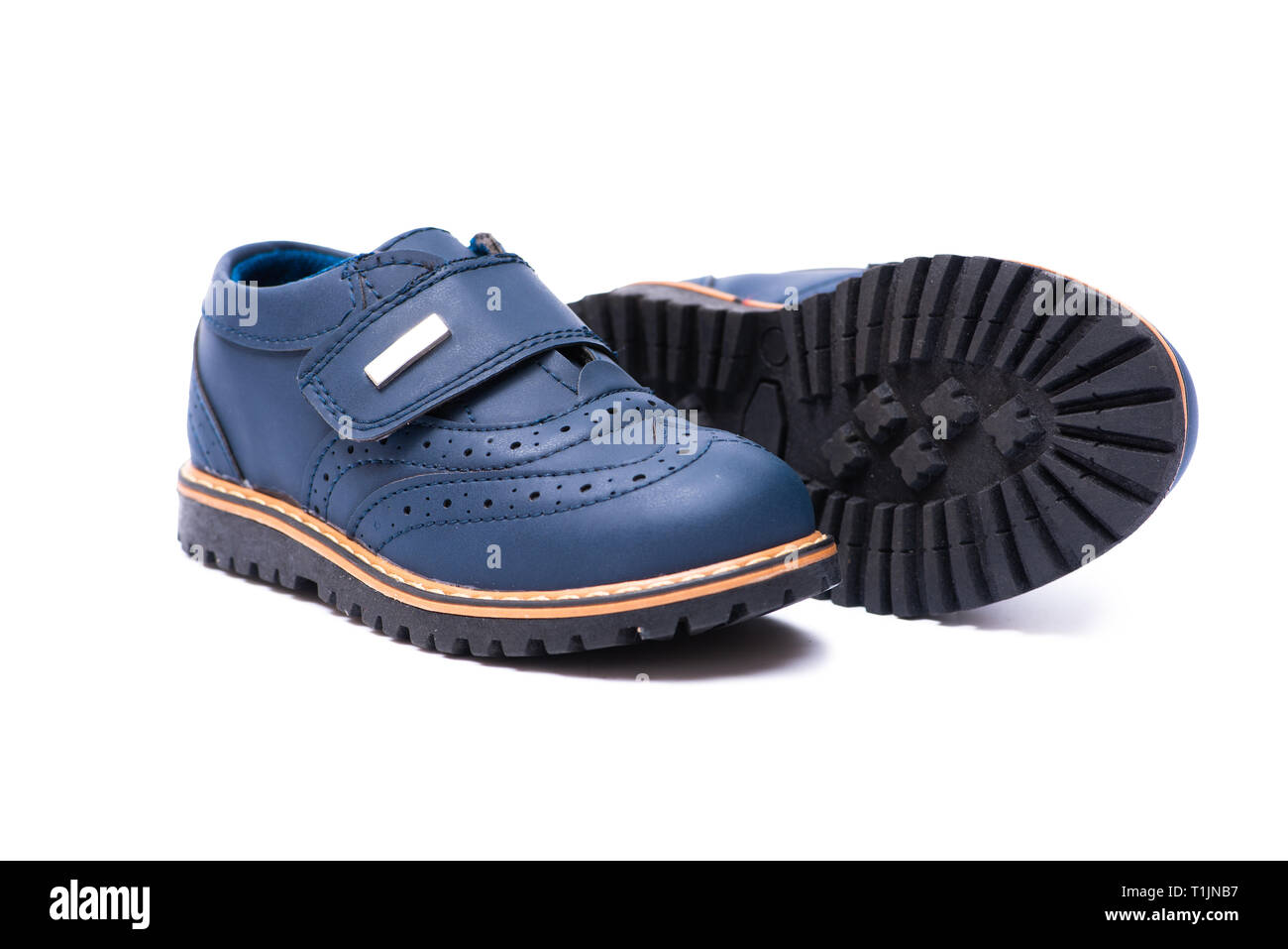Blue baby shoes isolated on white background Stock Photo - Alamy