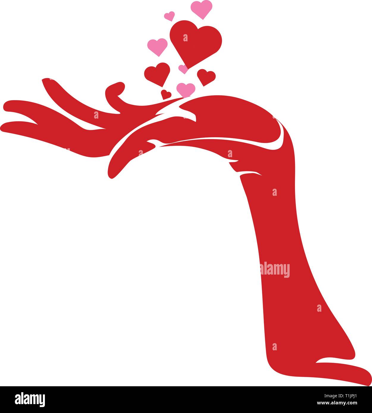 Devils hand holding hearts Stock Vector