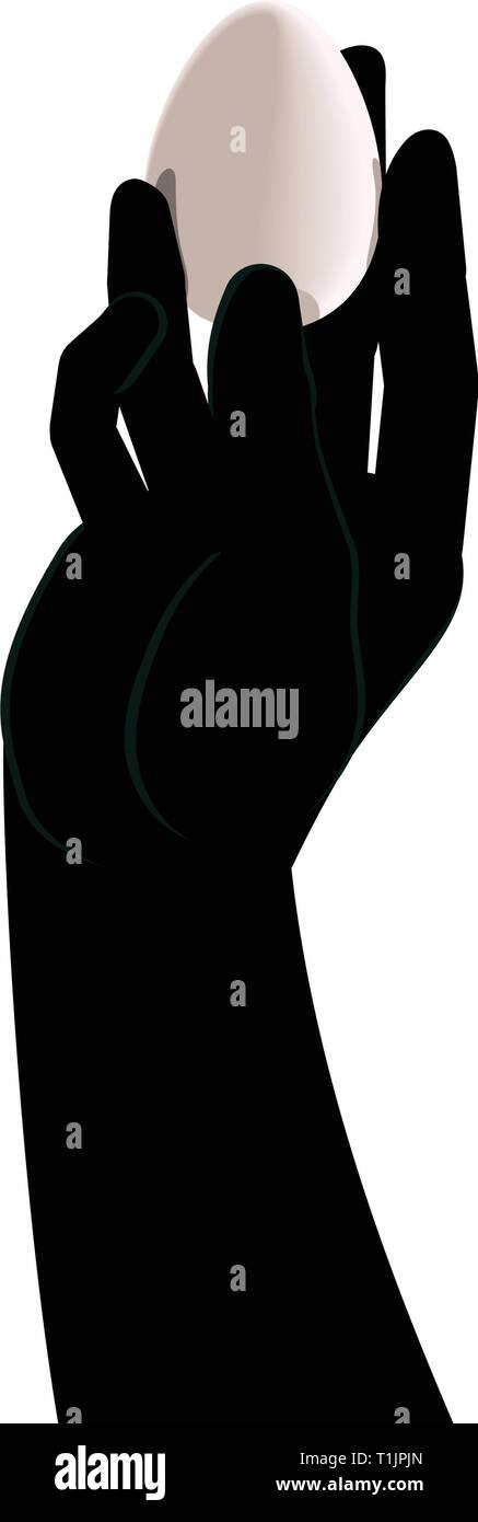 Black glove hand holding egg Stock Vector